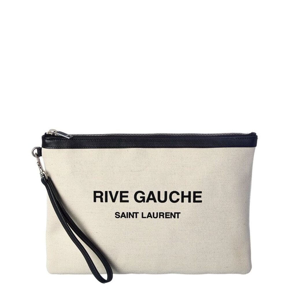 Saint Laurent Rive Gauche Canvas Zippered Pouch - Picture 2 of 5